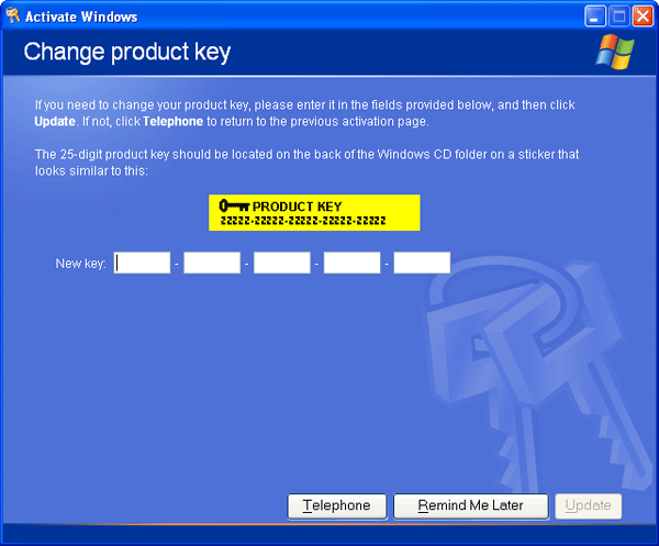 Windows xp product key list